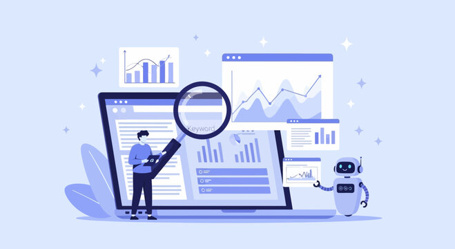 Improve Seo Performance With Data Analysis And Artificial Intelligence Flat Design