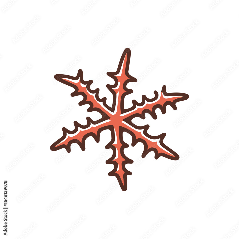 Poster stylized red coral-like star shape with intricate spikes on a plain background, ideal for design use
