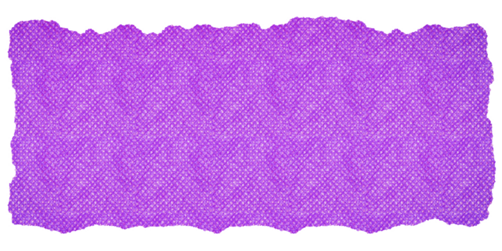 Horizontal Purple Linen Fabric Strip with Rough Torn Edges, Isolated on Transparent Background for Texture and Overlay Use.