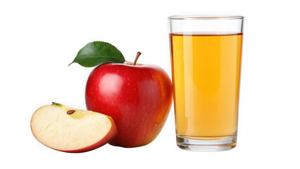 Red apple and juice in a glass isolated on transparent background