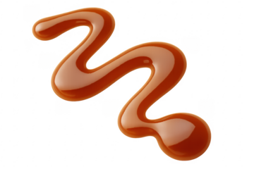 Flowing caramel sauce drizzled on transparent background