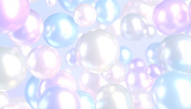 Floating Glossy Pastel Orbs in Metallic Palette with Soft Lighting and Abstract Background