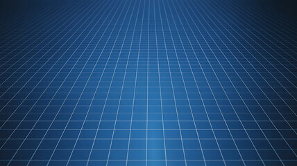 Futuristic Grid Perspective: A Blue Matrix of Infinite Possibilities, Presenting a Modern and Technological Visual