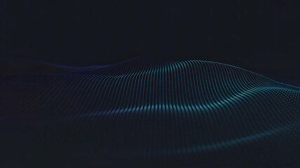 Abstract Digital Wave with Connected Dots and Lines in Dark Tones, Futuristic and Technological Background