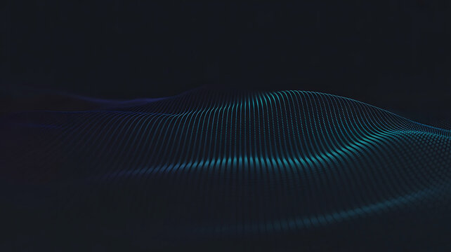 Abstract Digital Wave with Connected Dots and Lines in Dark Tones, Futuristic and Technological Background
