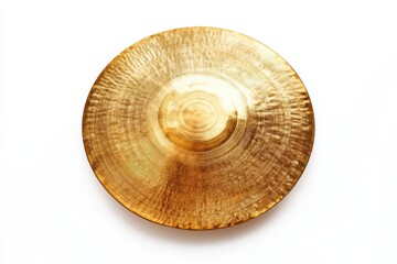 Golden cymbal musical instrument isolated on white background