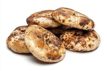 Pile of fresh shiitake mushrooms isolated on white background