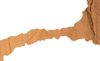 Rippled Brown Fabric with Torn Edges. The Rugged Texture Offers a Strong Visual Aesthetic, Suitable for Posters and Creative Projects