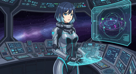 futuristic spaceship in space © roso