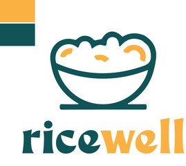 Well Balanced Rice Bowl Logo - A symbol of healthy eating and culinary perfection