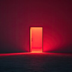 A glowing crimson doorway