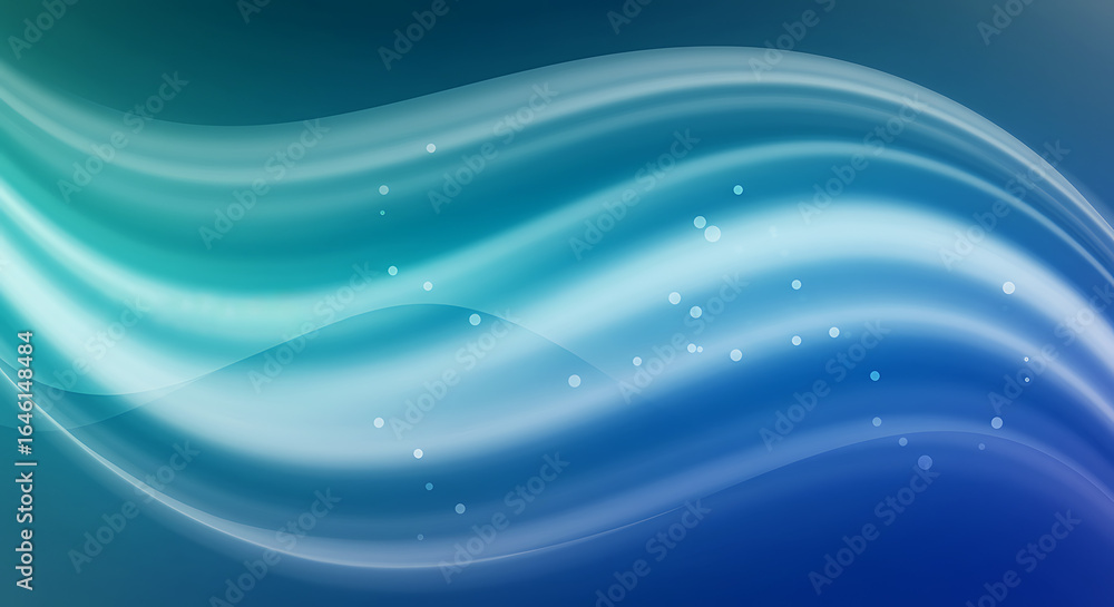 Poster abstract gradient wave of blue and teal colors with subtle light points