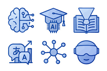 AI in Education and Learning Vector Icons
