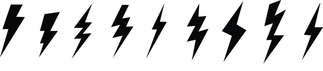 Electricity lighting icon set energy electricity,power icon,ower - lightning. Icon for design.No Parking Sign lightning bolt icon set in editable stroke and filled. electric power symbol.