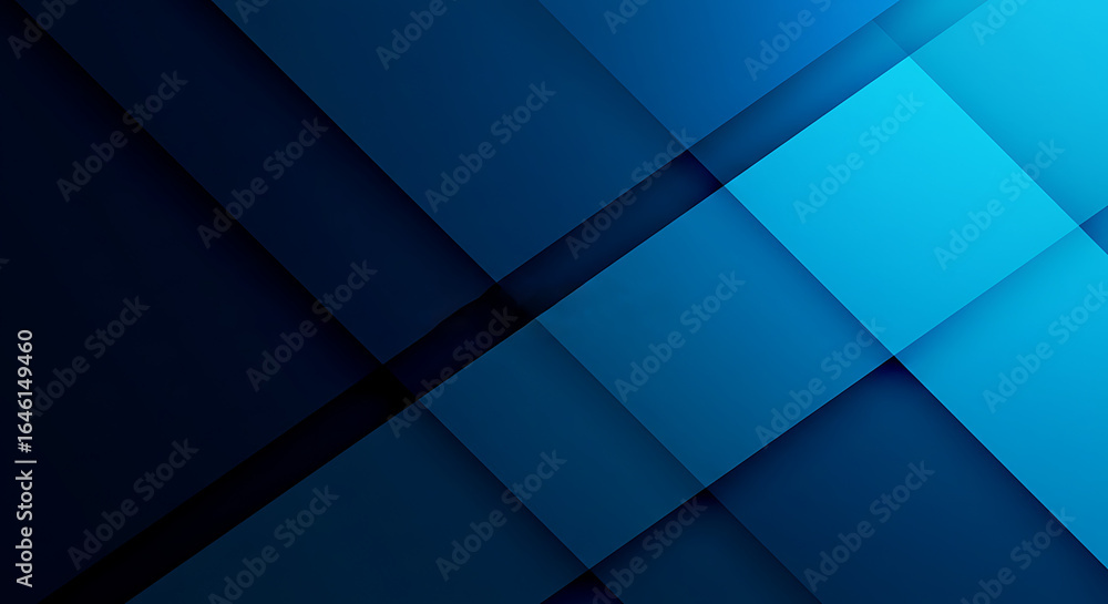 Poster abstract blue geometric background with overlapping squares and diagonal lines