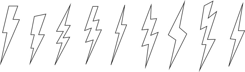 Electricity lighting icon set energy electricity,power icon,ower - lightning. Icon for design.No Parking Sign lightning bolt icon set in editable stroke and filled. electric power symbol.