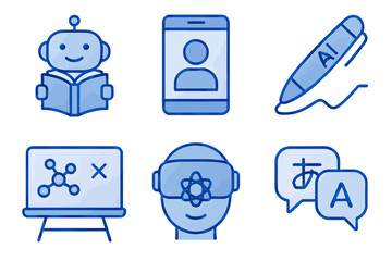 Artificial Intelligence and Virtual Reality Technology Icons