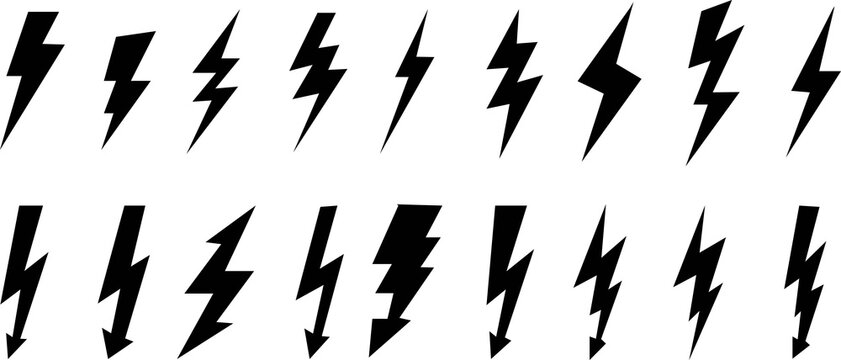 Electricity lighting icon set energy electricity,power icon,ower - lightning. Icon for design.No Parking Sign lightning bolt icon set in editable stroke and filled. electric power symbol.