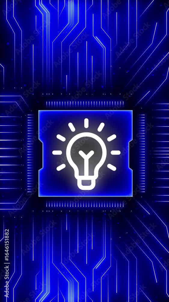 Aufkleber light bulb innovation solution. creative idea and success concept symbol on dynamic digital backgrou
