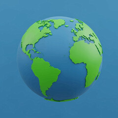 Naklejka premium A stylized globe showing continents against a blue background.