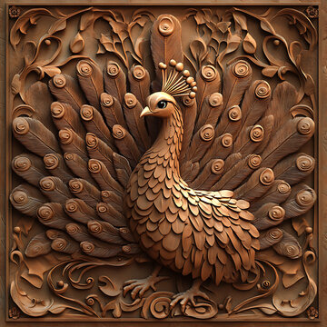 3d Peacock Laser Engrave File, 3d illusion, lightburn, laser file png