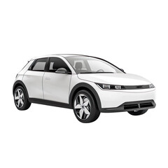 White electric car Isolated on transparent background