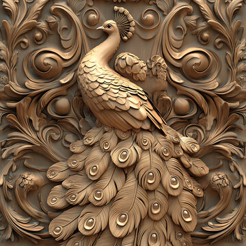 3d Peacock Laser Engrave File, 3d illusion, lightburn, laser file png