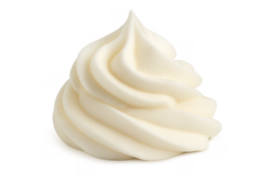 Delicious whipped cream swirl on transparent background