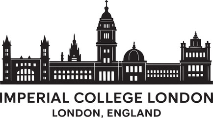 Obraz premium Imperial College London Skyline Silhouette Vector Illustration England Landmark Design