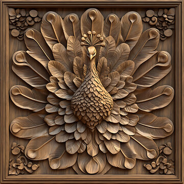 3d Peacock Laser Engrave File, 3d illusion, lightburn, laser file png