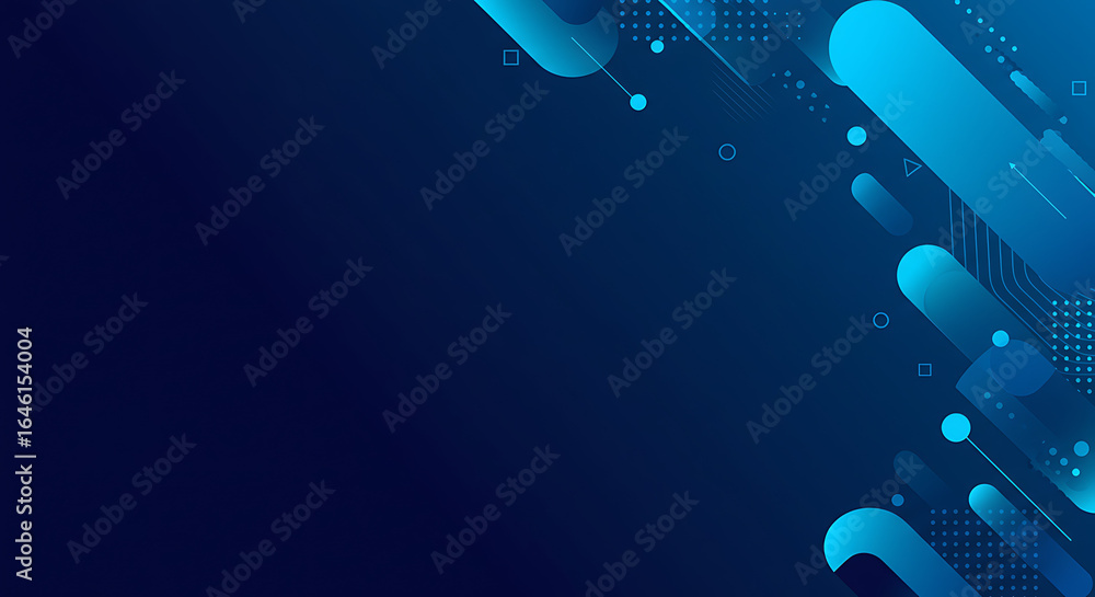 Poster dynamic blue abstract background with geometric shapes and gradient