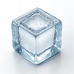 Realistic Ice Cube with Detailed Frost and Transparent Background