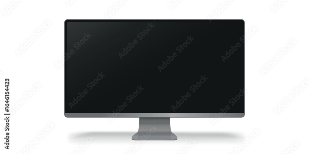 Poster desktop pc vector mocup. monitor display with blank screen isolated on background. vector illustrati