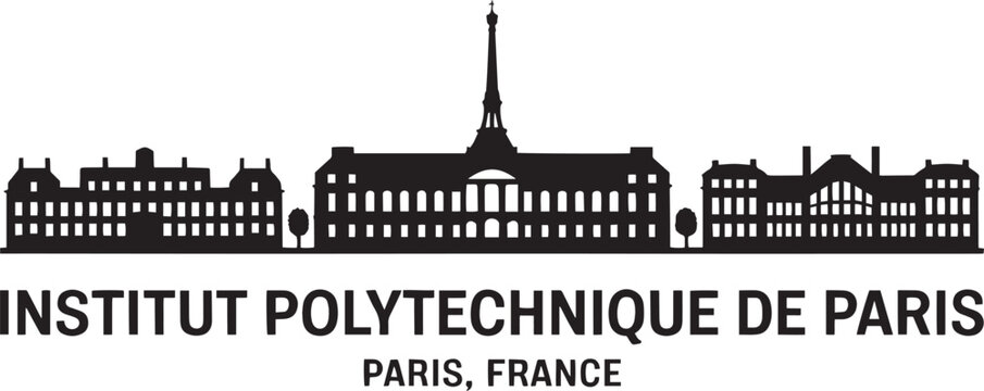 Institut Polytechnique de Paris Skyline Silhouette Vector Illustration in Black and White