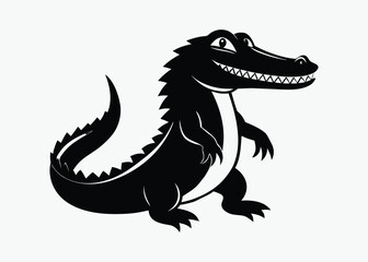 Alligator silhouette, crocodile reptile vector, aquatic predator icon, black wildlife illustration, Alligator silhouette vector, Crocodile Black Silhouette vector 