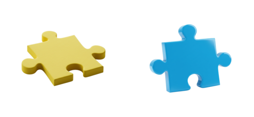 Puzzle pieces fitting together creative workspace minimalist collaboration concept. Set cut out PNG