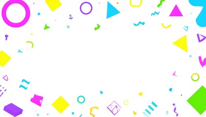 Vibrant Geometric Shapes Floating Against a White Background in a Memphis Style Design Emphasizing Color and Form