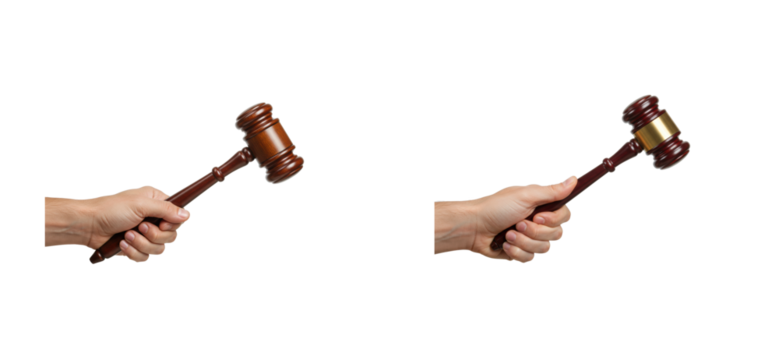 Legal proceedings action with gavel courtroom setting digital professional environment justice concept. Set cut out PNG