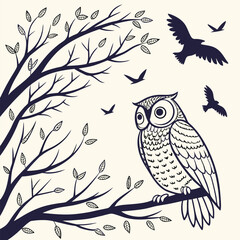 Owl bird in flying pose isolated