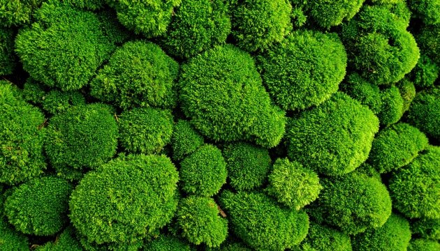 Vibrant Green Moss Clusters Forming A Fluffy Natural Textured Background - Powered by Adobe