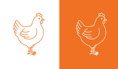 Simple line drawing of a hen in profile facing left 