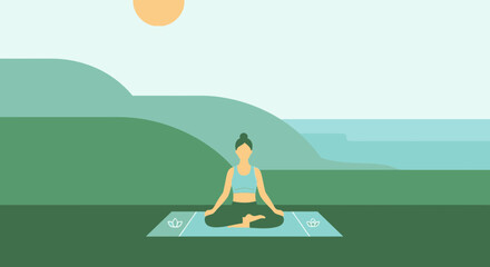 Obraz premium Meditative Serenity Woman Practicing Yoga Outdoors In A Peaceful Environment