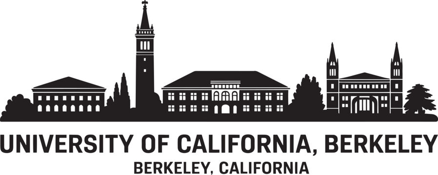 University of California Berkeley Skyline Silhouette Illustration with Campus Buildings Design