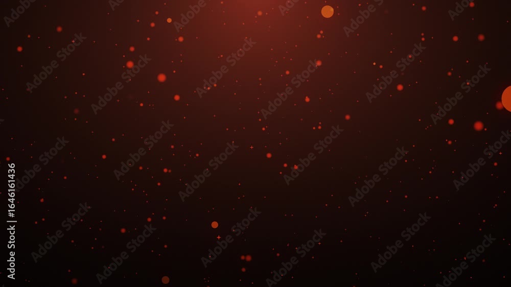Poster abstract animation concept of orange particles for celebrating birthdays and holidays. 4k loop bokeh