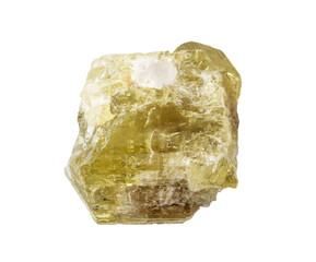 natural raw chrysoberyl crystal cutout on white