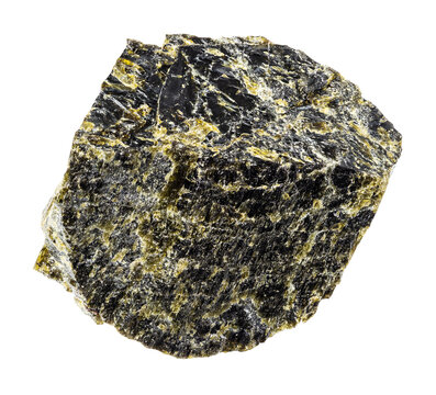 natural raw diopside mineral cutout on white