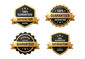 Golden Guarantee and Satisfaction Badge Collection - Transparent PNG Vector Set