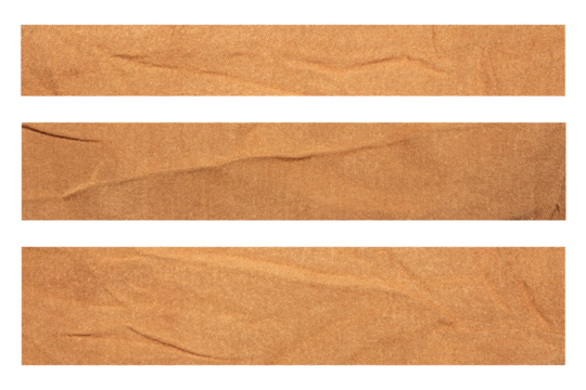 Set of Horizontal Brown Fabric Strips. The Rugged Texture Offers a Strong Visual Aesthetic, Suitable for Text Space, Poster, Banner, and Creative Projects.