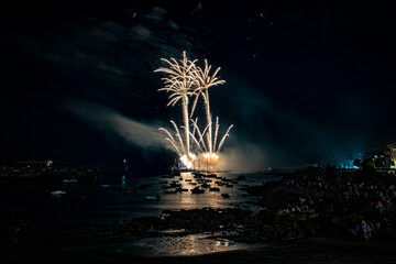 fireworks over the sea