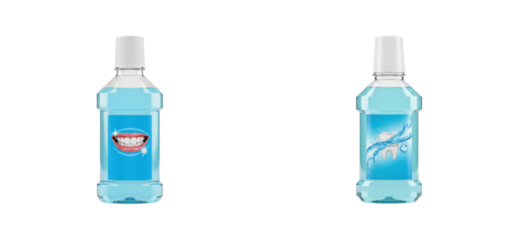 Refreshing mouthwash promotion dental care store product clean environment angle oral hygiene concept. Set cut out PNG